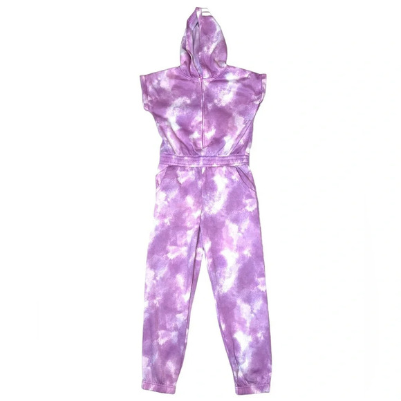 JUICY Couture Girls Tie Dye Hooded Loungewear Zip Up Cozy Jumpsuit Sweatsuit - Picture 1 of 10